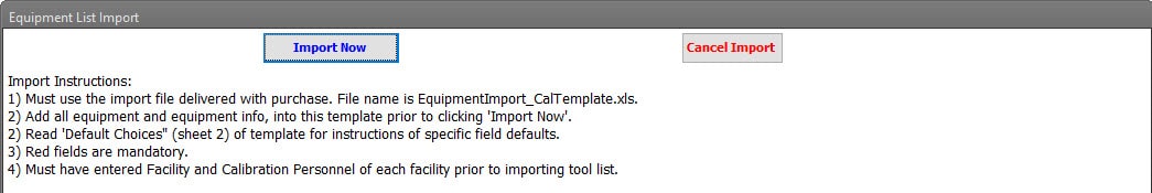 Calibration Management Device Import