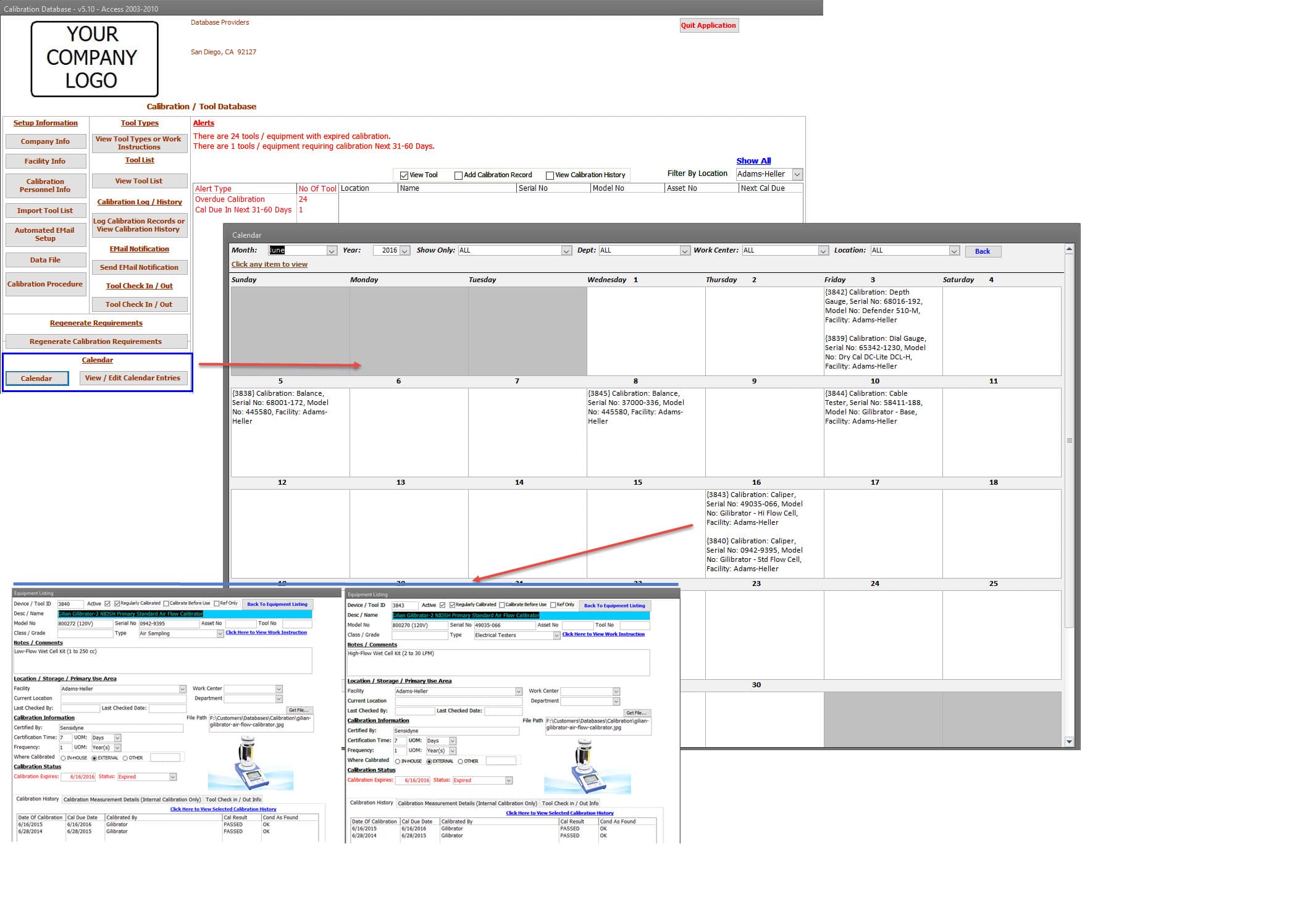 Calibration Management Software Device Calibration Calendar