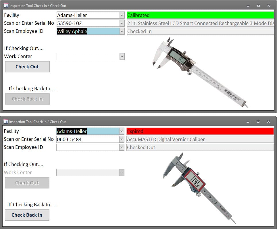 Calibration Management Software Tool Check Out