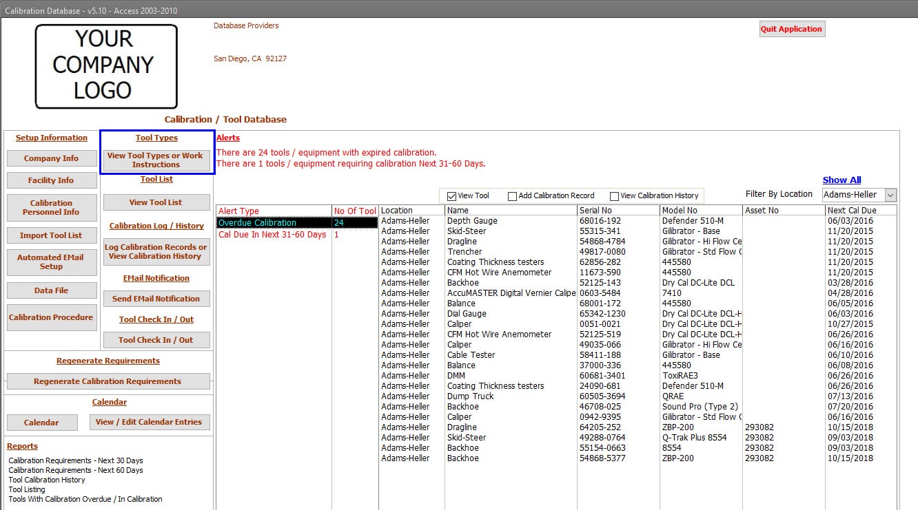 Calibration Management Software Tool Types