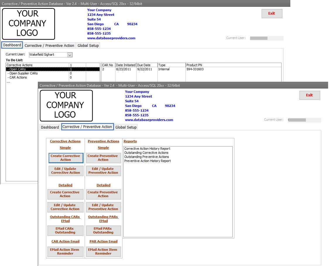 Corrective Action Section Image