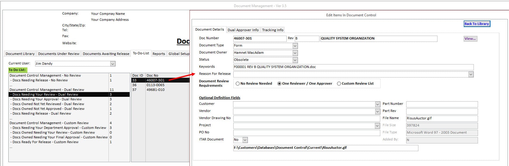 Document Details and Single Click View
