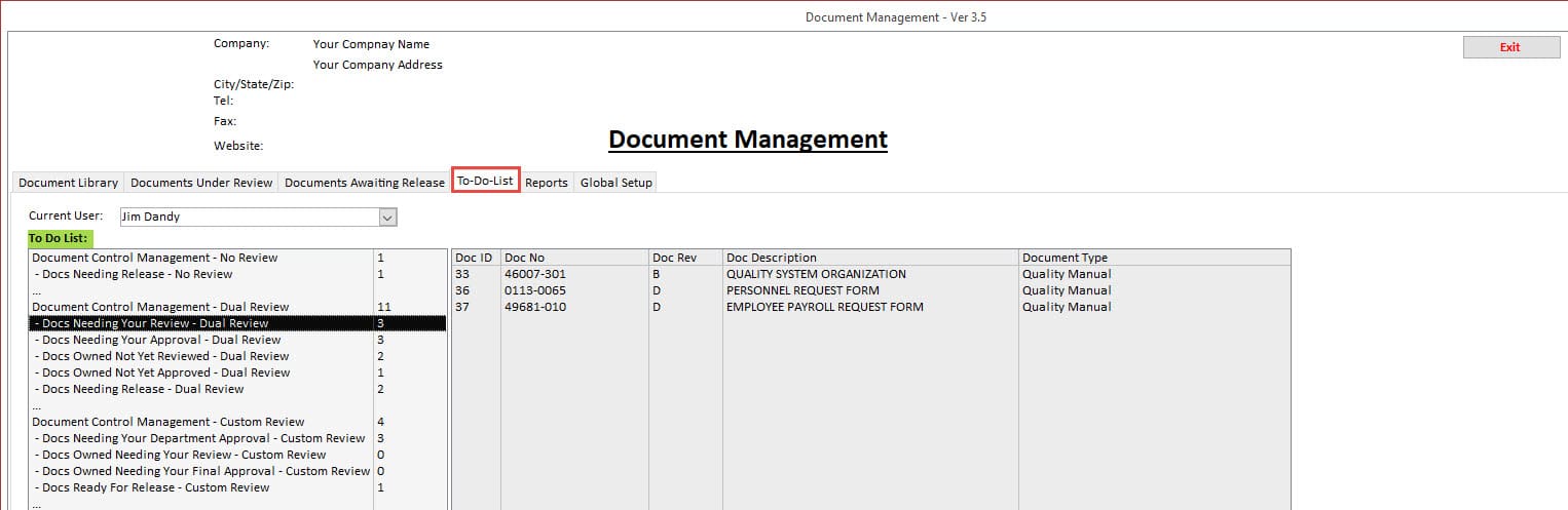 Document Management To Do List